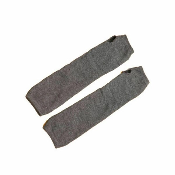 Long Knitted Wrist Arm Hand Warmer Fingerless Gloves Dark Grey