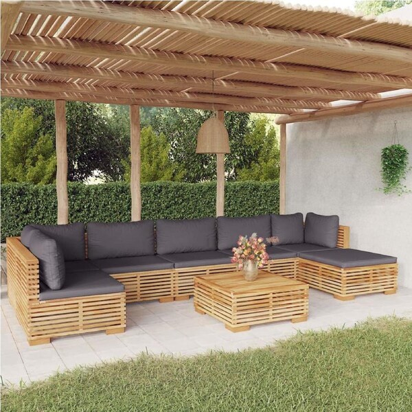 8 Piece Garden Lounge Set with Cushions Solid Wood Teak vidaXL