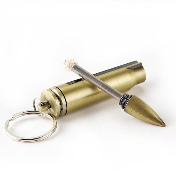 Waterproof Fire Starter Lighter Match Keychain Survival Camping Metal Bullet 2PCS