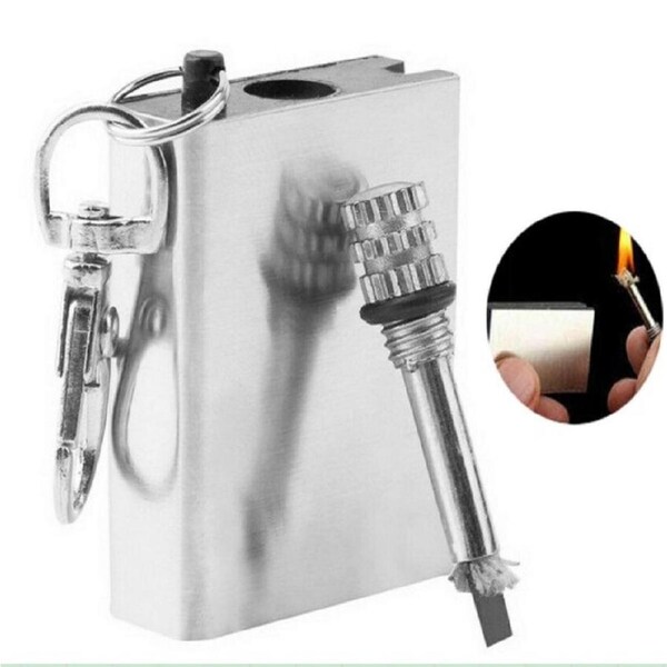 Permanent Match Box Lighter Survival Emergency Fire Starter With KeyChain 3 PCS