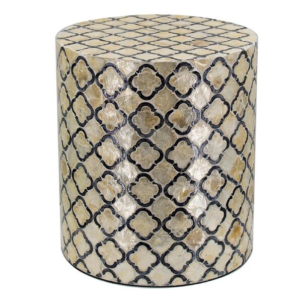 Alina Wooden Round Shell Stool Side Table 35CM