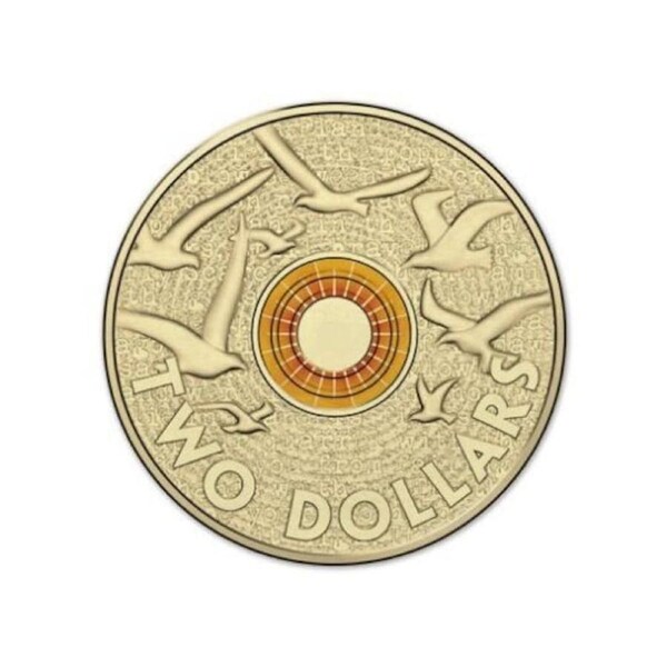 (NB) 2015 $2 lightly CIRCULATED COIN LARKS FLanders field dove REMEMBRANCE DAY COLOUR PRINTED COIN