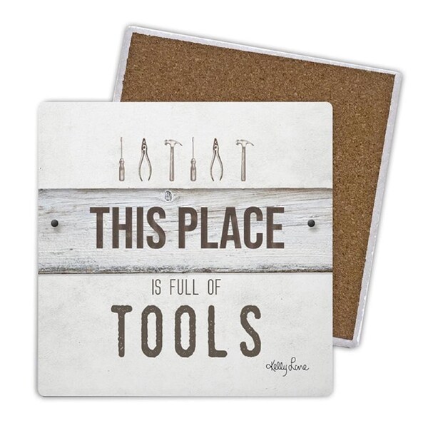 Country Kitchen Ceramic Coasters Fathers Day Full of Tools Set 4