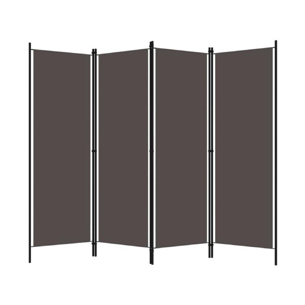 4 Panel Room Divider Privacy Screen Metal Stand Folding Dividers Fabric Grey