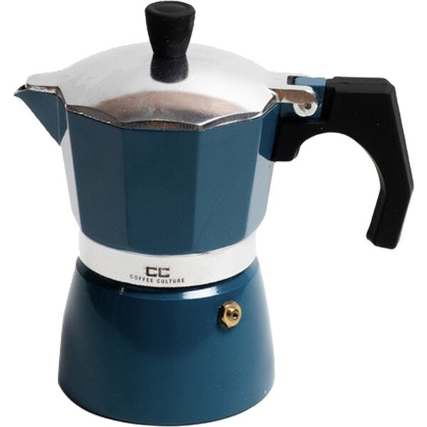 Coffee Culture 14cm Stovetop Coffee Maker 3-Cup Moka Italian Espresso Pot Blue