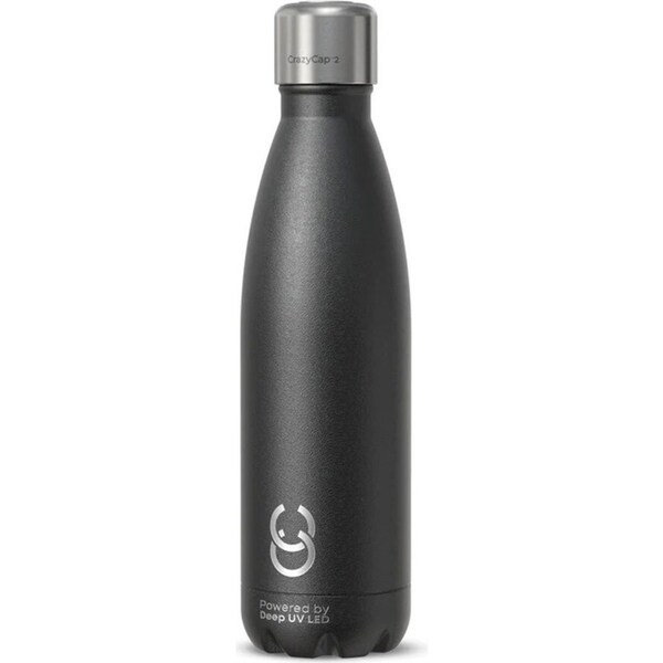 CrazyCap Smart UV Purifier 500ml Water Bottle Drinking Tumbler Container Onyx