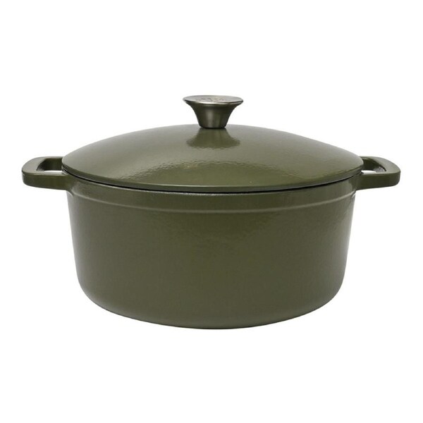 Classica 26cm/5.5L Oval Cast Iron Casserole Induction Cooking Pot Olive Green