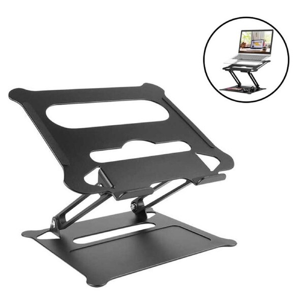 Nevenka Adjustable Laptop Stand Portable Notebook Stand with Heat-Vent-Black