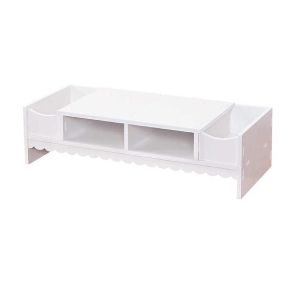 Nevenka Laptop Stand with Drawer Wooden Desk Organizer-White