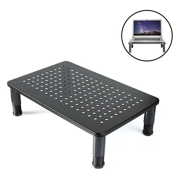 Nevenka Monitor Stand Riser Adjustable Height Laptop Stand-Black