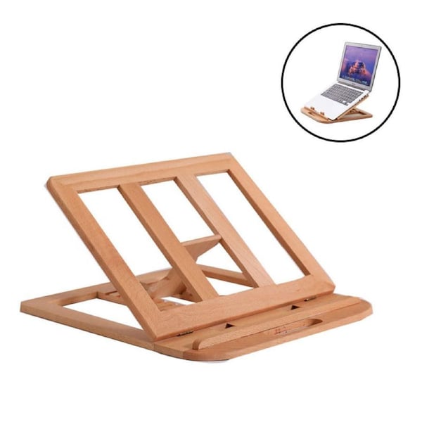 Nevenka Wooden Laptop Stand Foldable Macbook Stand -Beech Wood