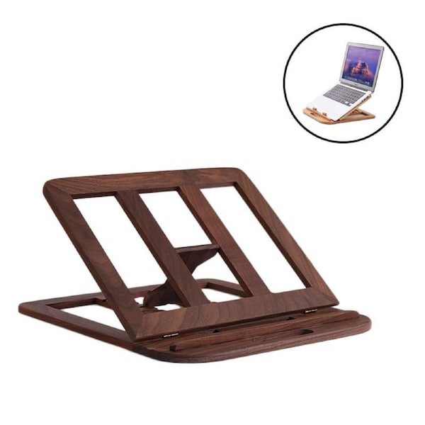 Nevenka Wooden Laptop Stand Foldable Macbook Stand -Walnut