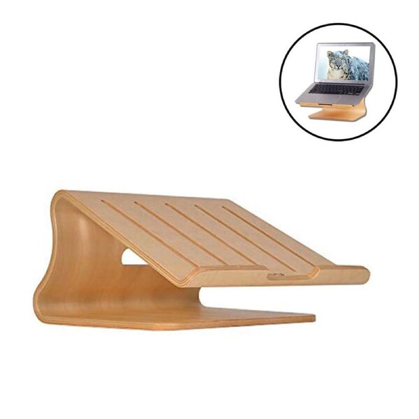 Nevenka Notebook Radiator Stand Wooden Laptop Stand For Home Office-White Oak