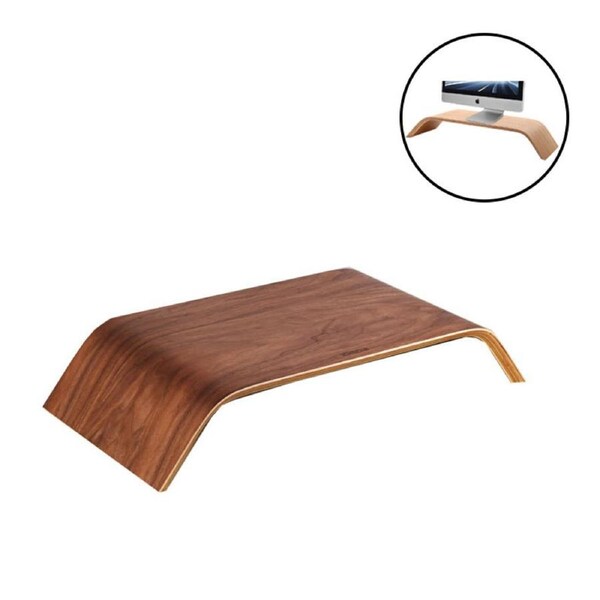 Nevenka Wooden Monitor Stand Computer Desk Riser Holder-Walnut
