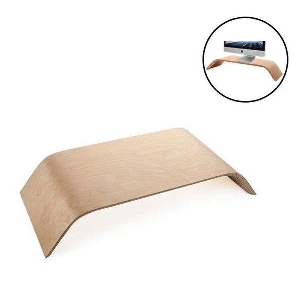 Nevenka Wooden Monitor Stand Computer Desk Riser Holder-White Oak