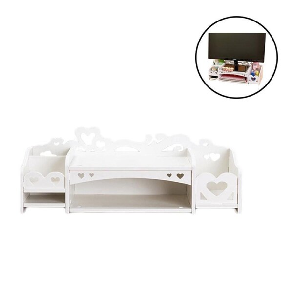 Nevenka Wooden Laptop Stand Riser iMac Monitor Stand Desk Attachment-White