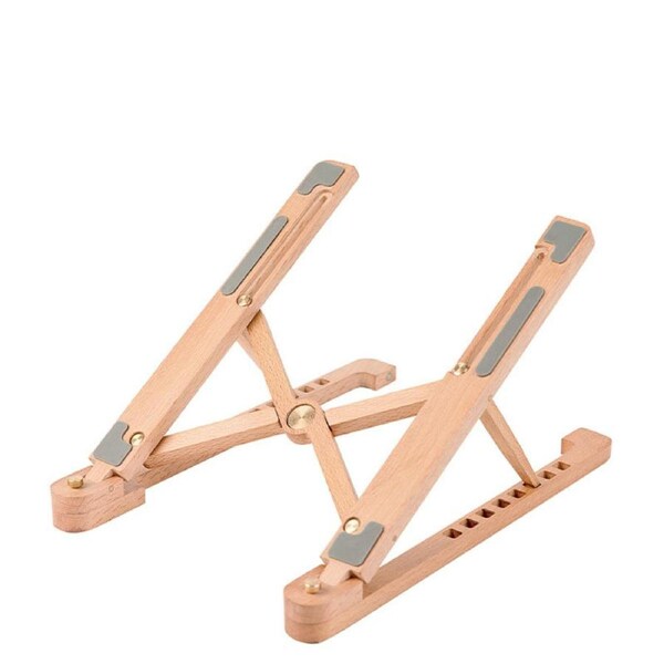 Nevenka Adjustable Wooden Laptop Stand Foldable Macbook Stand -Beech