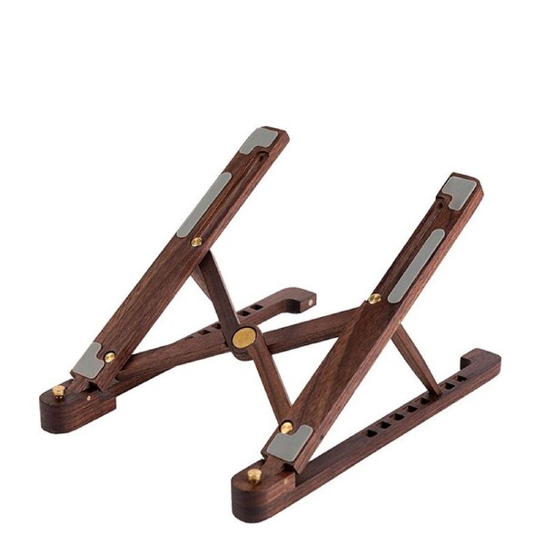 Nevenka Adjustable Wooden Laptop Stand Foldable Macbook Stand -Walnut
