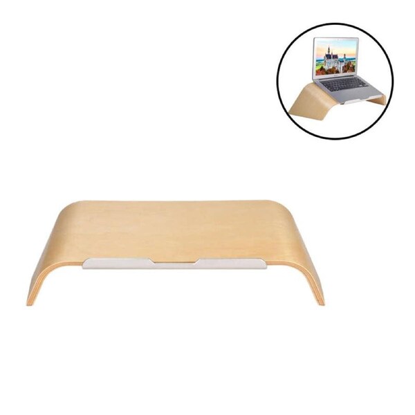 Nevenka Wooden Laptop Riser Stand PC Desktop Shelf Organizer-White Oak