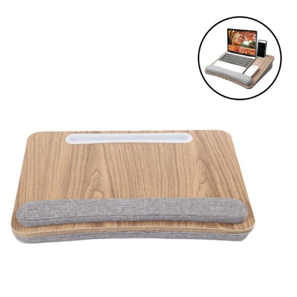 Nevenka Lap Laptop Desk with Pillow Cushion Anti-Slip Notebook Stand-Wood Color