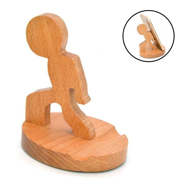 Nevenka Wood Cellphone Holder Cute Desktop Phone Stand-Strong Kid