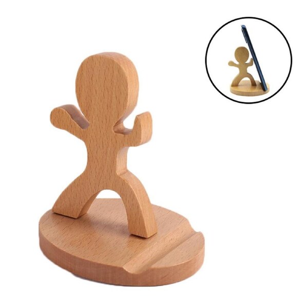 Nevenka Wood Cellphone Holder Cute Desktop Phone Stand-Tai Chi kids