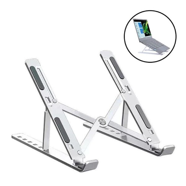 Nevenka Laptop Desk Stand Adjustable Non-Slip Laptop Riser Holder-Gray White