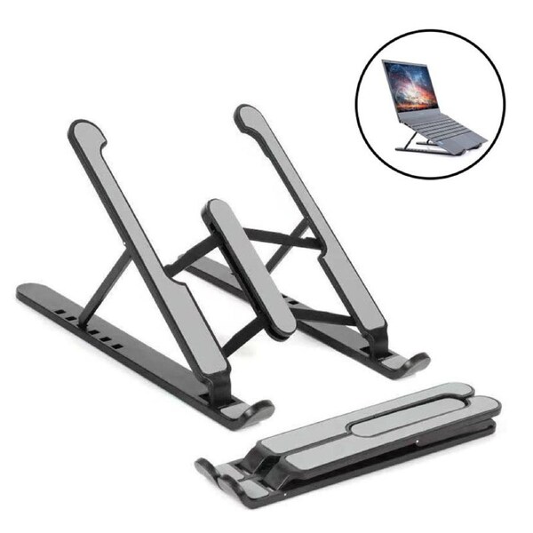 Nevenka Laptop Desk Stand Adjustable Non-Slip Laptop Riser Holder-Black