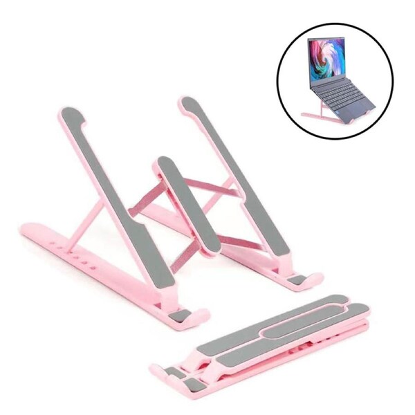 Nevenka Laptop Desk Stand Adjustable Non-Slip Laptop Riser Holder-Pink