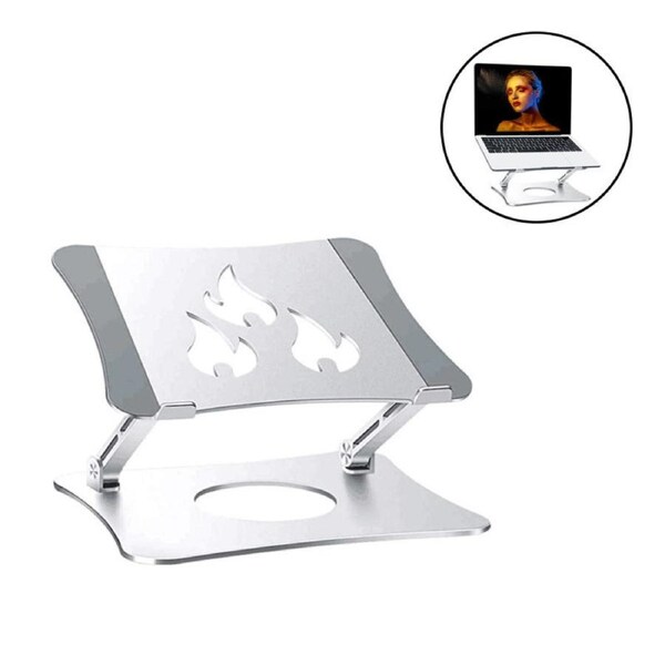 Nevenka Laptop Stand Ergonomic Adjustable 2 in 1 Tablet Stand-Sliver
