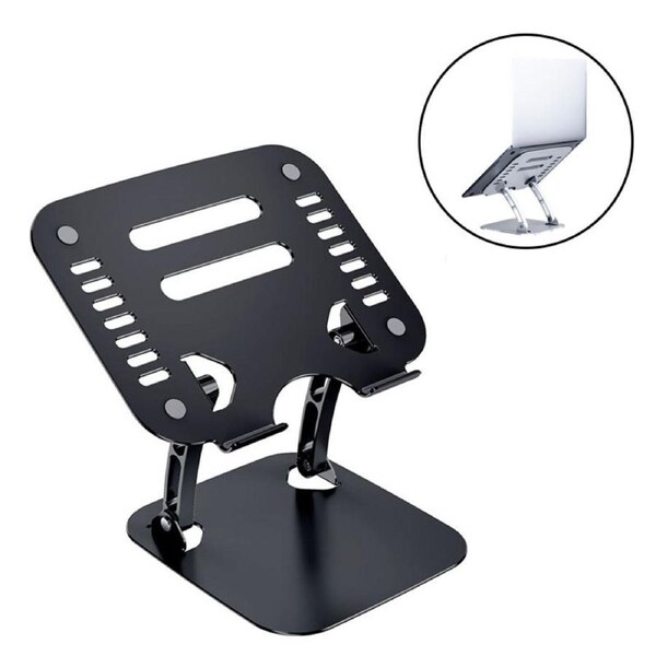 Nevenka Foldable Laptop Stand Ergonomic Height Laptop Riser Holder-Black