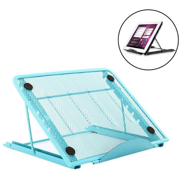 Nevenka Adjustable Mesh Tablet Stand Foldable Portable iPad Holder-Blue