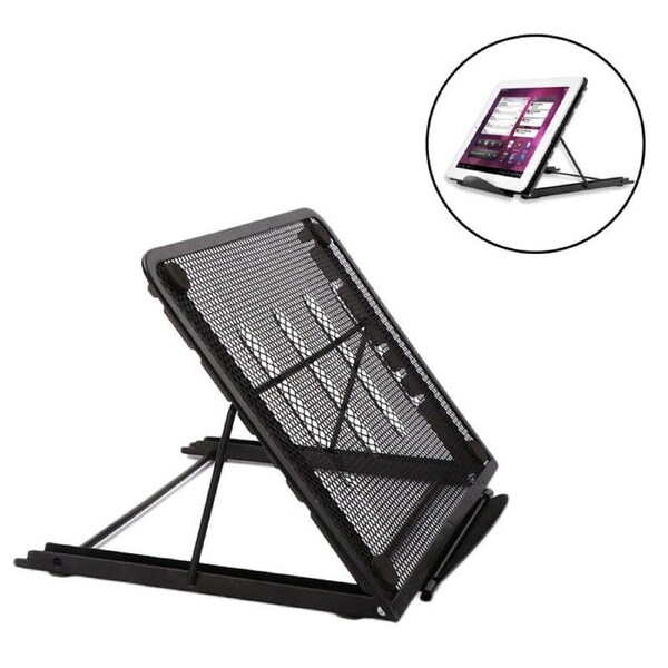 Nevenka Adjustable Mesh Tablet Stand Foldable Portable iPad Holder-Black