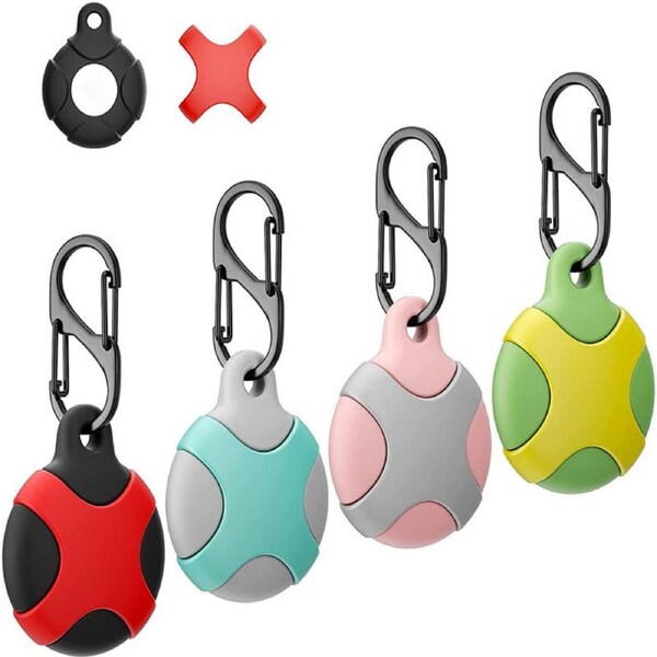 Nevenka 4 Pack Silicone Protective Case for Apple AirTag with Keychain Ring for Pets Keys Luggage