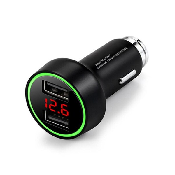 Nevenka Dual USB Car Charger with Cigarette Lighter Voltage Meter LED Display Battery Low Voltage Warning
