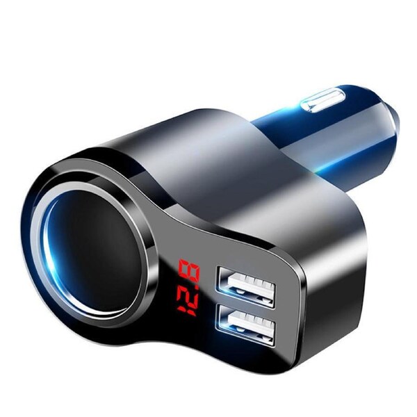 Nevenka 3 In 1 USB Digital DisPlay Car Charger Multi USB Cigarette Lighter Adapter