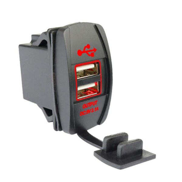 Nevenka Dual USB Charger 12V/24V Fast Charge Socket Waterproof Quick Charger for Cars Boats-Red
