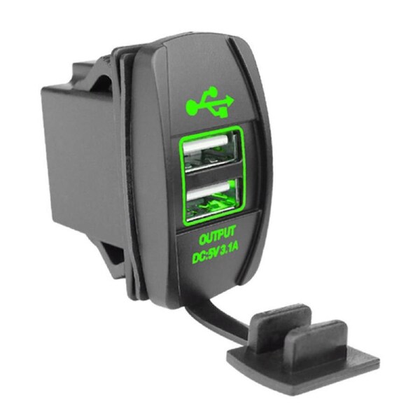 Nevenka Dual USB Charger 12V/24V Fast Charge Socket Waterproof Quick Charger for Cars Boats-Green