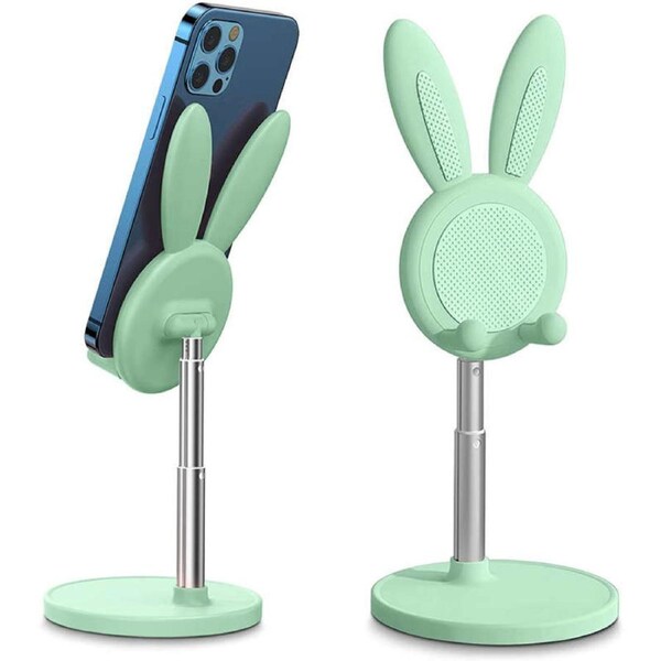Nevenka Cute Bunny Phone Stand Angle Height Adjustable Phone Holder Stand for Desk-Green