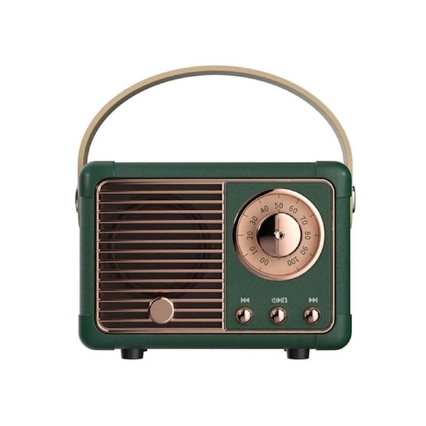 Nevenka Portable Bluetooth Wireless Stereo Retro Speakers-Green