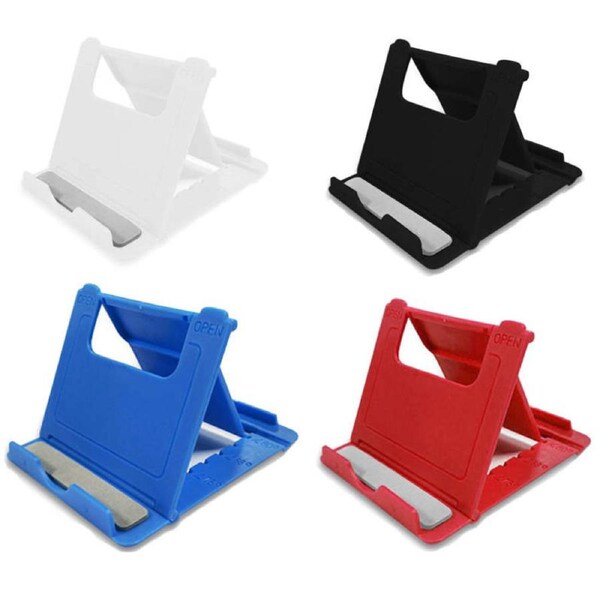 Nevenka 4Pcs Desktop Cell Phone Stand Holder Portable Stand for Mobile Smart Phone-Blue Black White Red