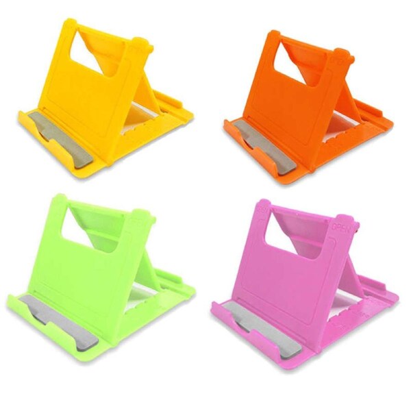 Nevenka 4Pcs Desktop Cell Phone Stand Holder Portable Stand for Mobile Smart Phone-Pink Green Orange Yellow
