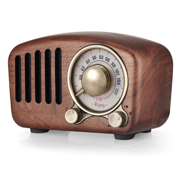 Nevenka Vintage Radio Bluetooth Speaker with Strong Bass Bluetooth 4.2 Wireless Connection-Walnut Wooden