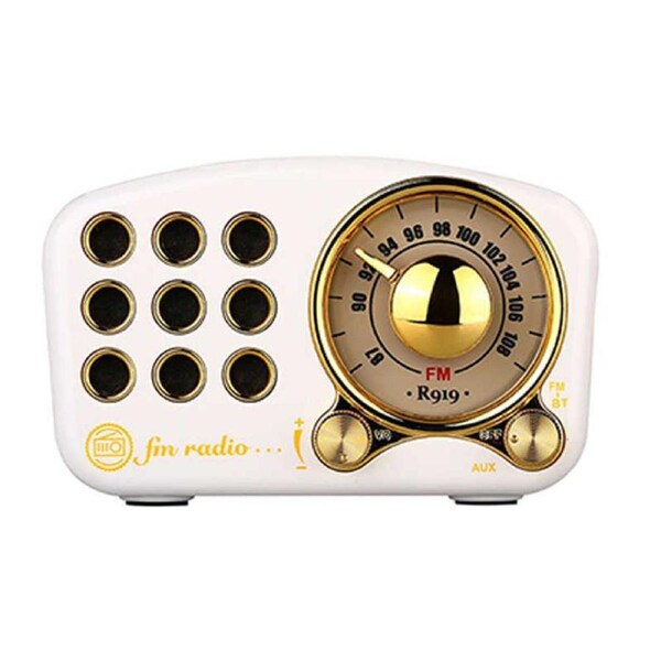 Nevenka Retro Classic Style Bluetooth Speaker FM Radio with Strong Bass-White