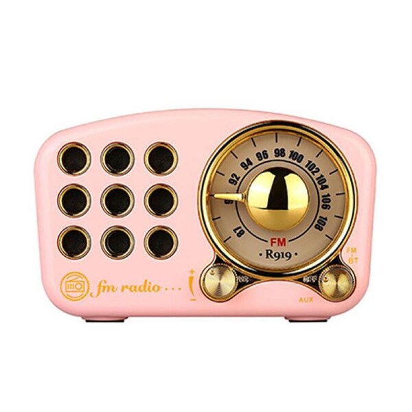 Nevenka Retro Classic Style Bluetooth Speaker FM Radio with Strong Bass-Pink