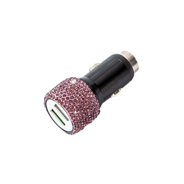 Nevenka Dual USB Car Charger Bling Bling Handmade Crystal Car Decorations-Purple