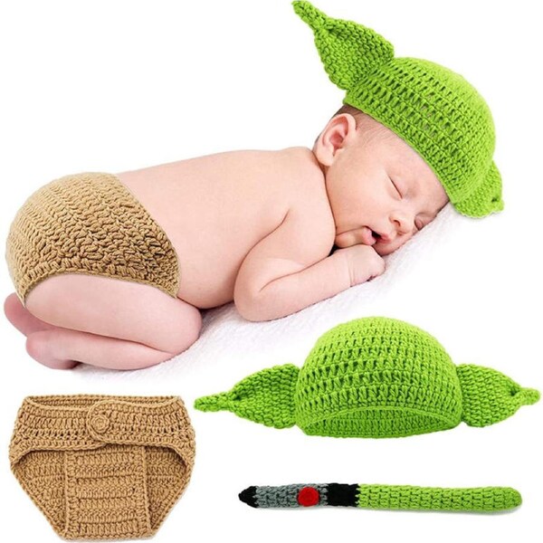 Nevenka 3 Piece Newborn Infant Baby Photography Prop Knit Hat Diaper Costume Set