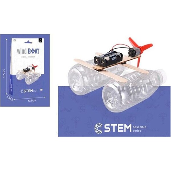 Wooden Wind Boat DIY Craft Kit Battery Powered Kids Toys Project Complete Kit