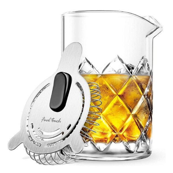 Final Touch Yarai 400ml Cocktail Mixing Pitcher Container w/ Strainer Clear
