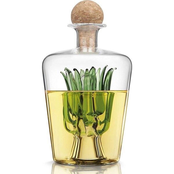 Final Touch 850ml Agave Tequila Decanter Bottle Container w/ Cork Stopper Clear